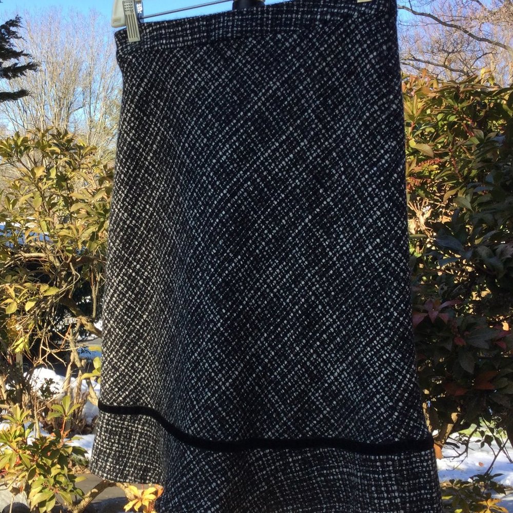GAP Wool Blend Velvet Trim Tweed A-Line Skirt